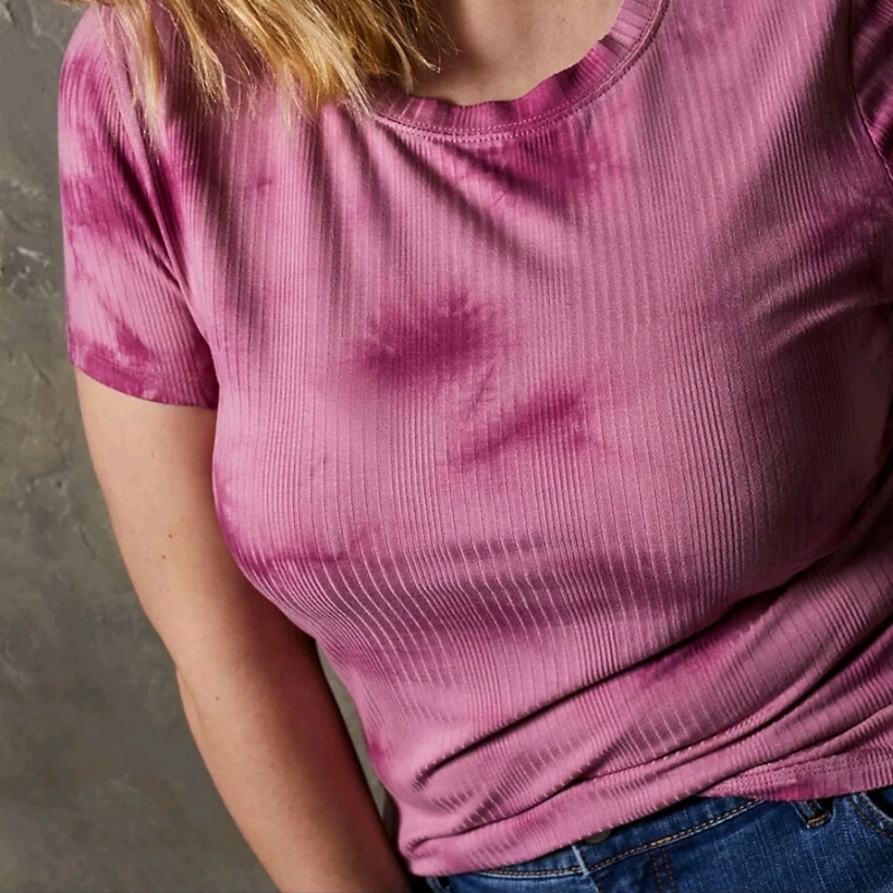 Torrid Short Sleeve Ribbed Tie-Dye Tee